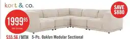 The Brick Kort & Co. Oaklyn Modular 5-Piece Fabric Sectional with Tufted Seat Cushions - Beige offer