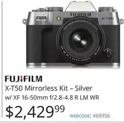 Vistek Fujifilm X-T50 Mirrorless Kit – Silver w/ XF 16-50mm f/2.8-4.8 R LM WR offer