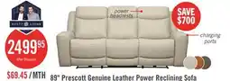 The Brick Scott Living Prescott 88.5 Genuine Leather Power Reclining Sofa with Power Headrests - Grey offer