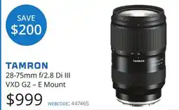 Vistek 28-75mm f/2.8 Di III VXD G2-E Mount offer