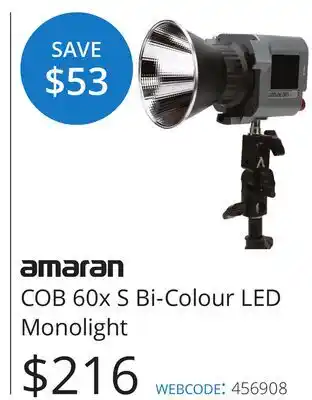 Vistek amaran COB 60x S Bi-Colour LED Monolight offer