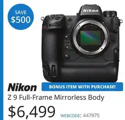 Vistek Nikon Z 9 Full-Frame Mirrorless Body offer