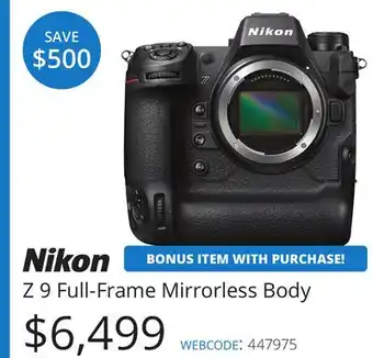Vistek Nikon Z 9 Full-Frame Mirrorless Body offer