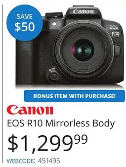 Vistek Canon EOS R10 Mirrorless Body offer