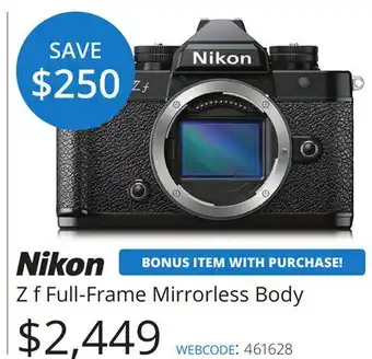 Vistek Nikon Z Full-Frame Mirrorless Body offer