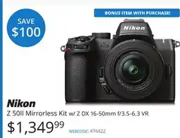 Vistek Nikon Z 50II Mirrorless Kit w/ Z DX 16-50mm f/3.5-6.3 VR offer