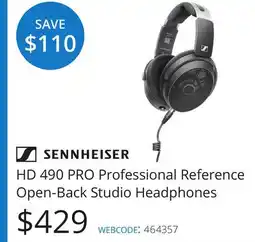 Vistek Sennheiser HD 490 PRO Professional Reference Open-Back Studio Headphones offer