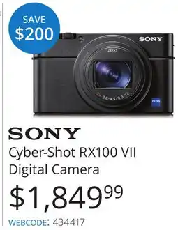 Vistek SONY Cyber-Shot RX100 VII Digital Camera offer