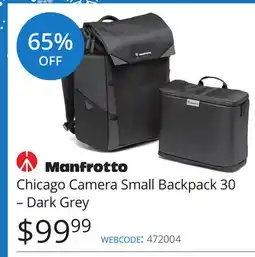 Vistek Manfrotto Chicago Camera Small Backpack 30 – Dark Grey offer