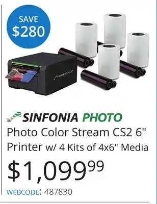 Vistek Photo Color Stream CS2 6 Printer w/ 4 Kits of 4x6 Media offer