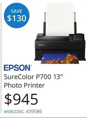 Vistek EPSON SureColor P700 13 PhotoPrinter offer