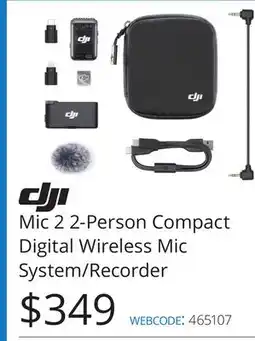 Vistek Mic 2 2-Person Compact Digital Wireless Mic System/Recorder offer