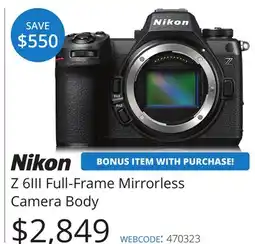 Vistek NIKON Z 6III Full-Frame Mirrorless Camera Body offer