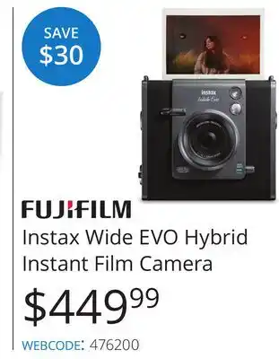 Vistek Fujifilm Instax Wide EVO Hybrid Instant Film Camera offer