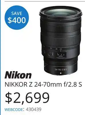 Vistek NIKKOR Z 24-70mm f/2.8 S offer