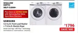 Visions Electronics SAMSUNG 5.2 Cu.ft. Front Load Washer + 7.5 Cu.ft. Electric Dryer offer