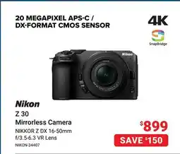 Visions Electronics NIKON Z 30 Mirrorless Camera offer