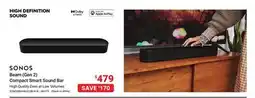 Visions Electronics SONOS Beam (Gen 2) Compact Smart Sound Bar offer