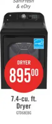 The Brick GE 7.4 Cu. Ft. Electric Dryer with SaniFresh Cycle - White - GTD68EBMRWS offer