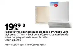 Michaels Paquets très économiques de toiles d'Artist's Loft offer