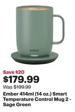 Best Buy Ember 414ml (14 oz.) Smart Temperature Control Mug 2 - Sage Green offer