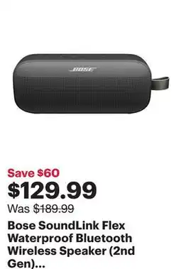 Best Buy Bose SoundLink Flex Waterproof Bluetooth Wireless Speaker (2nd Gen) - Black offer