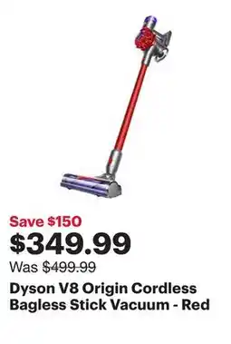 Best Buy Dyson V8 Origin Cordless Bagless Stick Vacuum - Red offer
