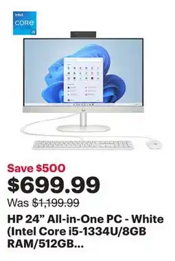 Best Buy HP 24 All-in-One PC - White (Intel Core i5-1334U/8GB RAM/512GB SSD/Windows 11) - Only at Best Buy offer