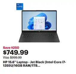 Best Buy HP 15.6 Laptop - Jet Black (Intel Core i7-1355U/16GB RAM/1TB SSD/Windows 11) offer