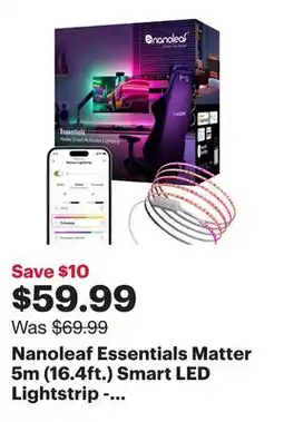 Best Buy Nanoleaf Essentials Matter 5m (16.4ft.) Smart LED Lightstrip - Smarter Kit - Multi-Colour offer