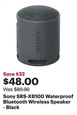 Best Buy Sony SRS-XB100 Waterproof Bluetooth Wireless Speaker - Black offer