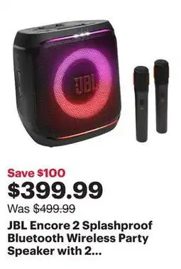 Best Buy JBL Encore 2 Splashproof Bluetooth Wireless Party Speaker with 2 Microphone offer