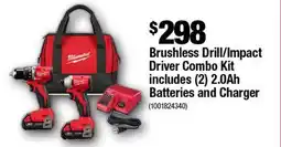 Home Depot Brushless Drill/Impact Driver Combo Kit includes (2) 2.0Ah Batteries & Charger offer