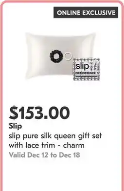 Pharmaprix slip pure silk queen gift set with lace trim - charm offer