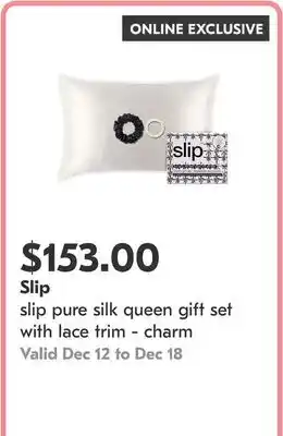 Pharmaprix slip pure silk queen gift set with lace trim - charm offer