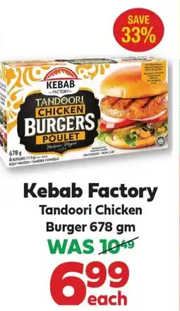 Iqbal Foods Kebab Factory Tandoori Chicken Burger offer
