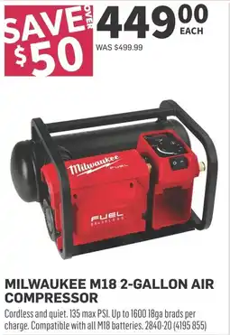Co-op Milwaukee m18 2-gallon air compressor offer