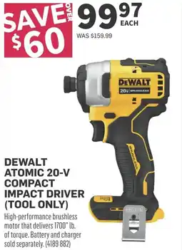 Co-op Dewalt atomic 20-v compact impact driver offer