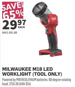 Co-op Milwaukee m18 led worklight offer