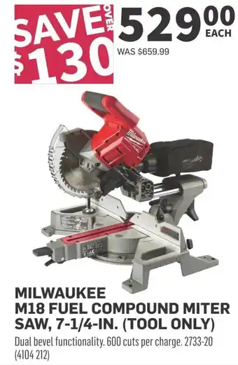 Co-op Milwaukee m18 fuel compound miter saw offer