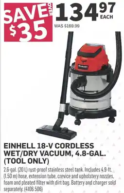 Co-op Einhell 18-v cordless wet/ dry vacuum offer
