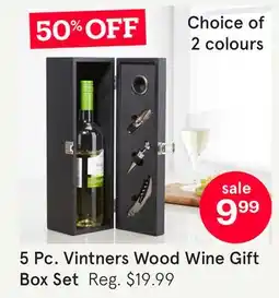 Kitchen Stuff Plus 5 Pc. Vintners Wood Wine Gift Box Set offer