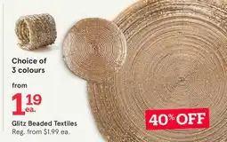 Kitchen Stuff Plus Glitz Beaded Textiles offer