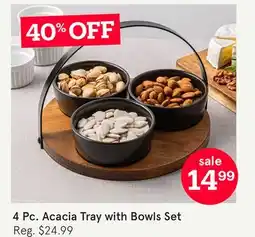 Kitchen Stuff Plus 4 Pc. Acacia Tray with Bowls Set offer