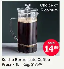 Kitchen Stuff Plus Keittio Borosilicate Coffee Press-1L offer