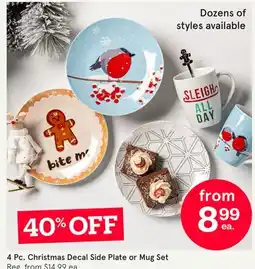Kitchen Stuff Plus 4 Pc. Christmas Decal Side Plate or Mug Set offer
