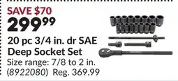 Princess Auto 20 pc 3/4 in. dr SAE Deep Socket Set offer