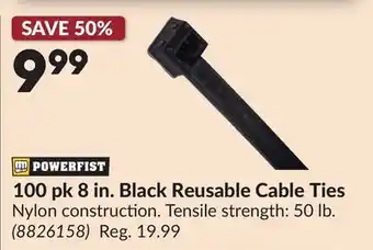 Princess Auto 100 pk 8 in. Black Reusable Cable Ties offer