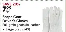 Princess Auto Scape Goat Driver's Gloves offer