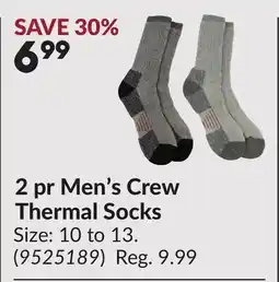 Princess Auto 2 pr Men's Crew Thermal Socks offer